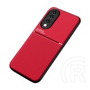 Gigapack Honor 90 5G védő ( keret, közepesen ütésálló, beépített fémlemez, bőr hatású hátlap, csíkos minta) piros