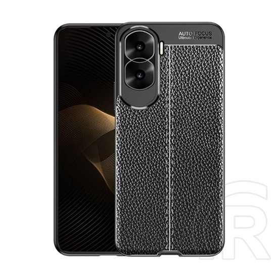 Gigapack Honor 90 Lite 5G szilikon telefonvédő (közepesen ütésálló, bőr hatású, varrás minta) fekete