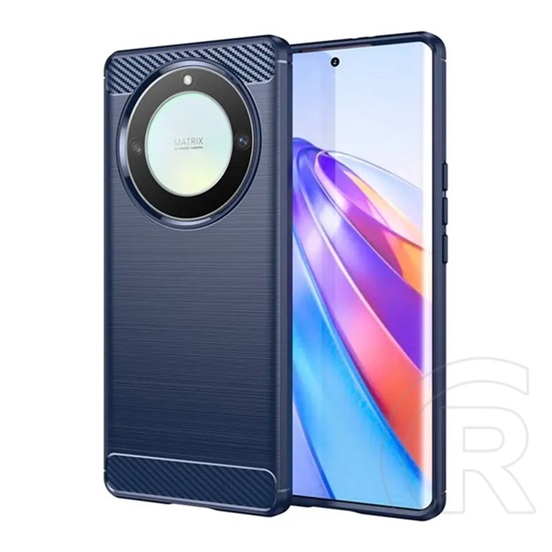 Gigapack Honor Magic5 Lite 5G szilikon védő (közepesen ütésálló, légpárnás sarok, szálcsiszolt, karbon minta) sötétkék