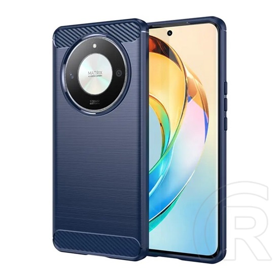 Gigapack Honor Magic6 Lite 5G szilikon telefonvédő (ütésállóság, légpárnás sarok, szálcsiszolt, karbon minta) sötétkék