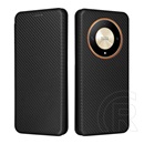 Gigapack Honor Magic6 Lite 5G tok álló, bőr hatású (flip, oldalra nyíló, asztali tartó, karbon minta) fekete