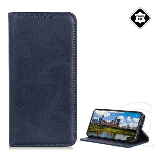 Gigapack Honor Magic6 Lite 5G tok álló, valódi bőr (flip, oldalra nyíló, asztali tartó, prémium) sötétkék