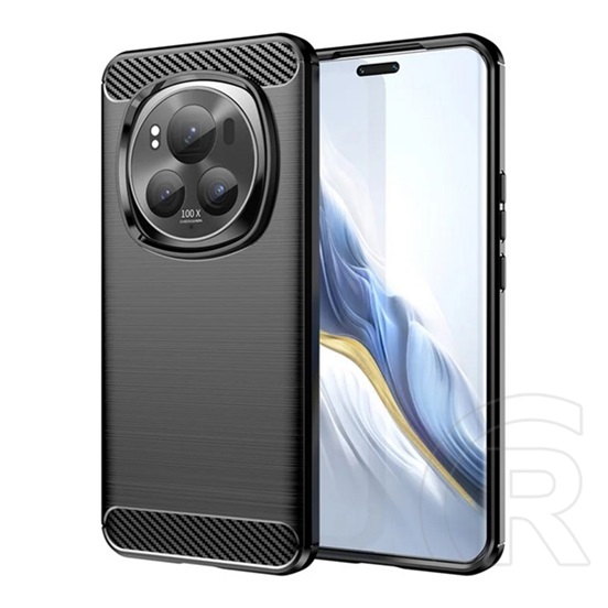 Gigapack Honor Magic6 Pro 5G szilikon telefonvédő (ütésállóság, légpárnás sarok, szálcsiszolt, karbon minta) fekete