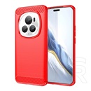 Gigapack Honor Magic6 Pro 5G szilikon telefonvédő (ütésállóság, légpárnás sarok, szálcsiszolt, karbon minta) piros
