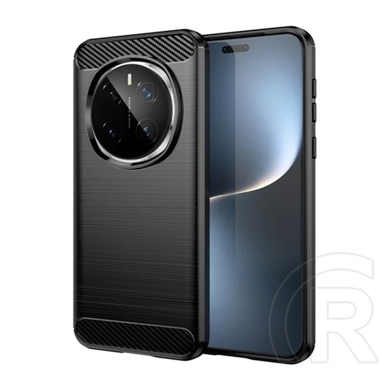 Gigapack Honor Magic7 Pro szilikon telefonvédő (ütésállóság, légpárnás sarok, szálcsiszolt, karbon minta) fekete