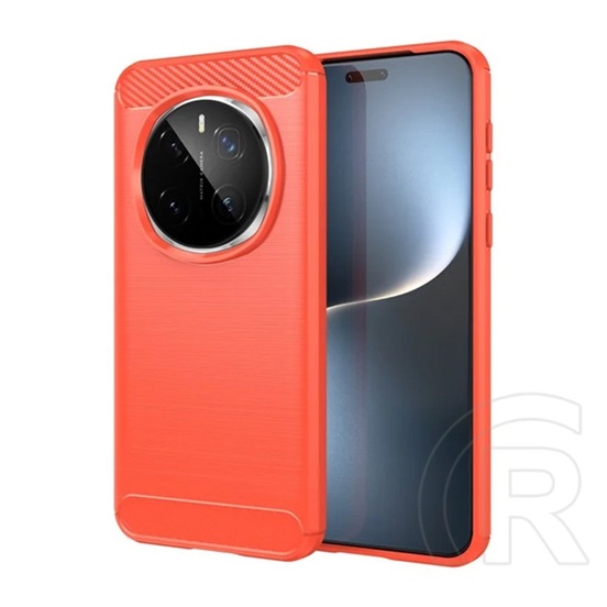 Gigapack Honor Magic7 Pro szilikon telefonvédő (ütésállóság, légpárnás sarok, szálcsiszolt, karbon minta) piros