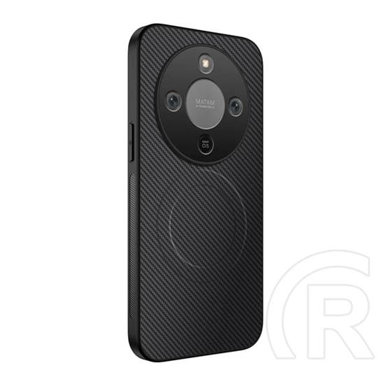 Gigapack Honor Magic 8 Lite szilikon telefonvédő (műanyag hátlap, karbon minta, mágneses) fekete