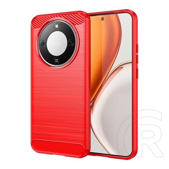 Gigapack Honor Magic 8 Lite szilikon telefonvédő (ütésállóság, légpárnás sarok, szálcsiszolt, karbon minta) piros