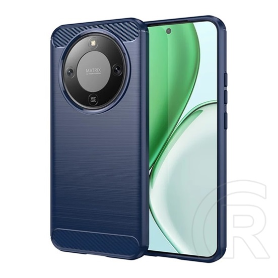 Gigapack Honor Magic 8 Lite szilikon telefonvédő (ütésállóság, légpárnás sarok, szálcsiszolt, karbon minta) sötétkék