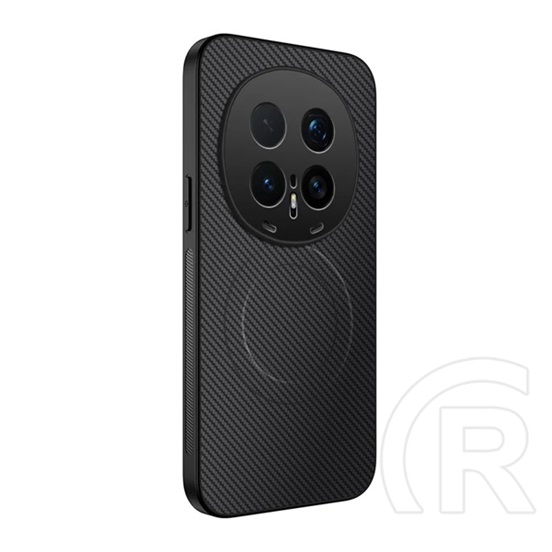 Gigapack Honor Magic 8 Pro szilikon telefonvédő (műanyag hátlap, karbon minta, mágneses) fekete