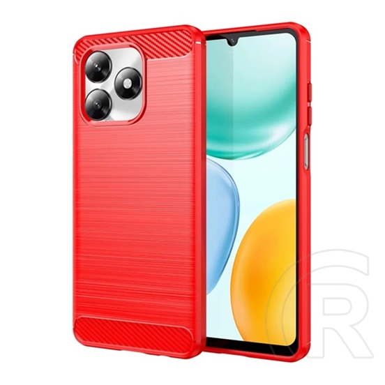 Gigapack Honor X5c Plus szilikon telefonvédő (ütésállóság, légpárnás sarok, szálcsiszolt, karbon minta) piros