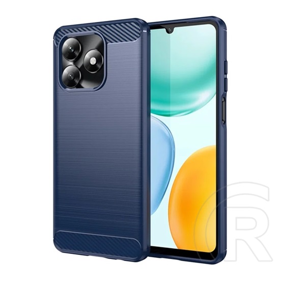 Gigapack Honor X5c Plus szilikon telefonvédő (ütésállóság, légpárnás sarok, szálcsiszolt, karbon minta) sötétkék