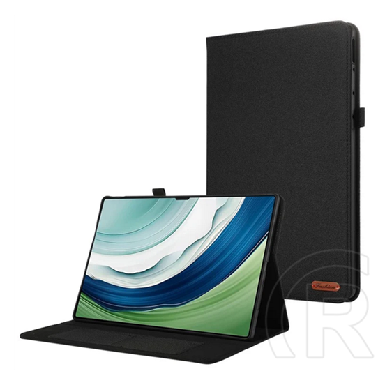 Gigapack Huawei MatePad Pro 12.2 tok álló, bőr hatású (flip, asztali tartó, textil hatás) fekete