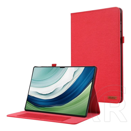 Gigapack Huawei MatePad Pro 12.2 tok álló, bőr hatású (flip, asztali tartó, textil hatás) piros