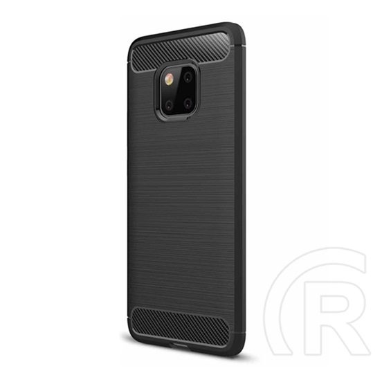 Gigapack Huawei Mate 20 Pro Szilikon telefonvédő (légpárnás sarok, szálcsiszolt, karbon minta, fekete)