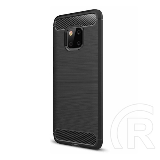 Gigapack Huawei Mate 20 Pro Szilikon telefonvédő (légpárnás sarok, szálcsiszolt, karbon minta, fekete)