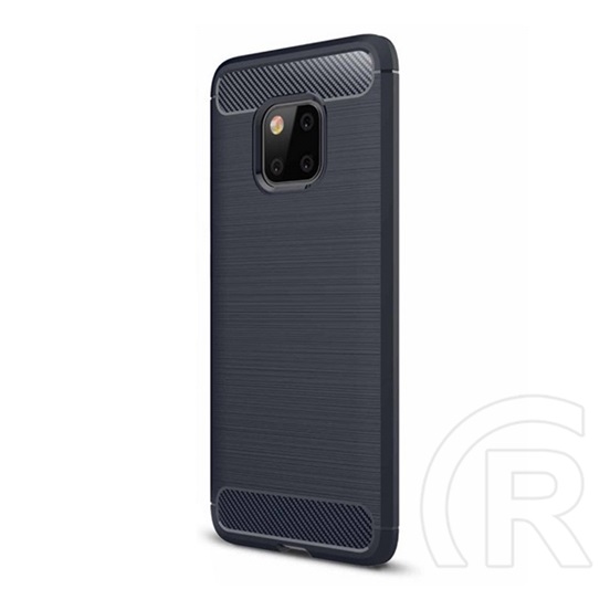 Gigapack Huawei Mate 20 Pro Szilikon telefonvédő (légpárnás sarok, szálcsiszolt, karbon minta, sötétkék)