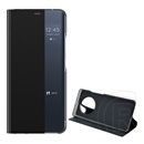 Gigapack Huawei Mate 40 Pro tok álló, textil hatású (aktív Flip, oldalra nyíló, Smart View Cover) fekete