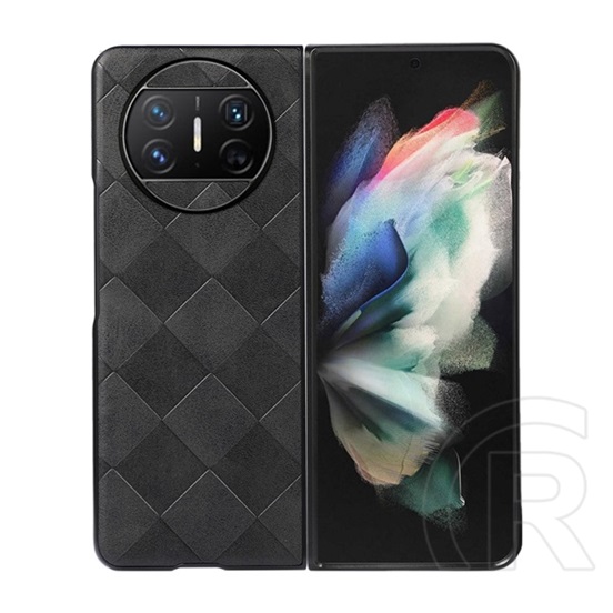 Gigapack Huawei Mate X3 műanyag telefonvédő (közepesen ütésálló, bőr hatású hátlap, 3d négyzet minta, prémium) fekete