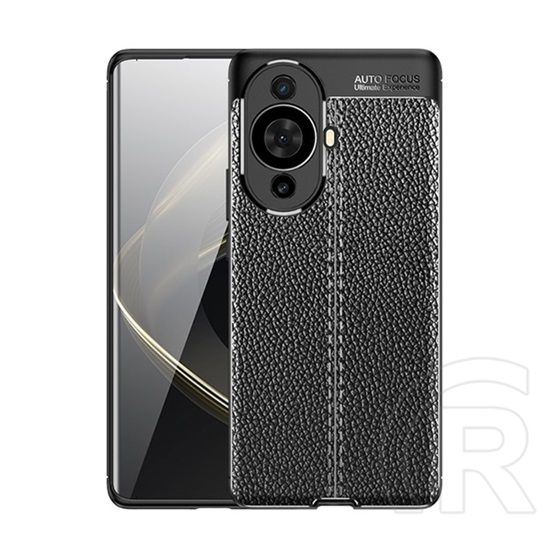 Gigapack Huawei Nova 11 Pro szilikon telefonvédő (közepesen ütésálló, bőr hatású, varrás minta) fekete