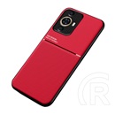 Gigapack Huawei Nova 11 Pro védő ( keret, közepesen ütésálló, beépített fémlemez, bőr hatású hátlap, csíkos minta) piros