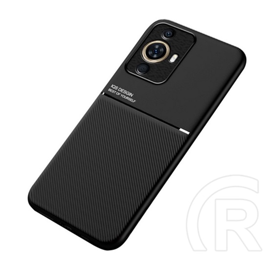 Gigapack Huawei Nova 11 Pro védő ( keret, közepesen ütésálló, beépített fémlemez, hátlap, csíkos minta) fekete