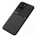 Gigapack Huawei Nova 12 SE műanyag telefonvédő (szilikon keret, ütésállóság, mágneses, bőr hatású hátlap, csíkos) fekete