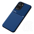 Gigapack Huawei Nova 12 SE telefonvédő (szilikon keret, ütésállóság, mágneses, bőr hatású hátlap, csíkos) sötétkék