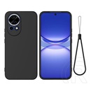 Gigapack Huawei Nova 13 szilikon telefonvédő (matt, mikrofiber plüss karcolásmentesítő belső, prémium + kézpánt) fekete