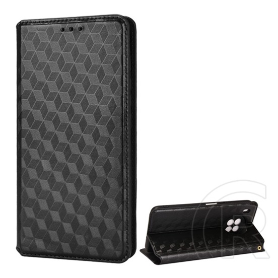 Gigapack Huawei Nova 8i tok álló (Flip, oldalra nyíló, teljes 3D rombusz minta, prémium) fekete
