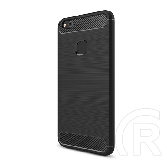 Gigapack Huawei P10 Lite Szilikon telefonvédő (légpárnás sarok, szálcsiszolt, karbon minta, fekete)