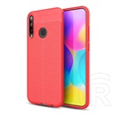 Gigapack Huawei P40 Lite E Szilikon telefonvédő (bőr hatású, varrás minta, piros)