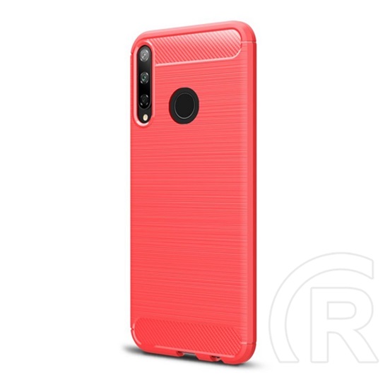 Gigapack Huawei P40 Lite E / Y7p szilikon telefonvédő (közepesen ütésálló, szálcsiszolt, karbon minta) piros