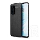 Gigapack Huawei P40 Pro+ Szilikon telefonvédő (bőr hatású, varrás minta, fekete)