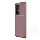 Gigapack Huawei P40 Pro+ Szilikon telefonvédő (légpárnás sarok, karbon minta, barna)
