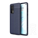 Gigapack Huawei P40 Szilikon telefonvédő (bőr hatású, varrás minta, sötétkék)