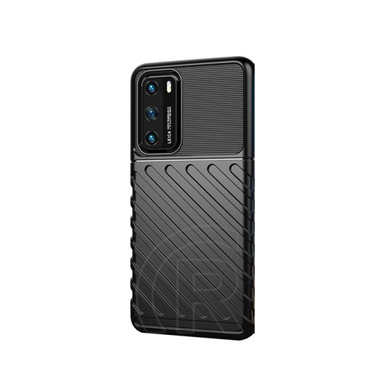 Gigapack Huawei P40 Szilikon telefonvédő (csíkos, dombor minta, fekete)