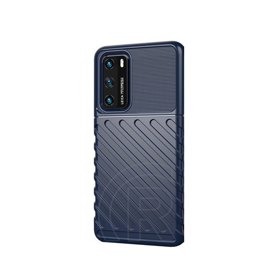 Gigapack Huawei P40 Szilikon telefonvédő (csíkos, dombor minta, sötétkék)