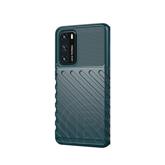 Gigapack Huawei P40 Szilikon telefonvédő (csíkos, dombor minta, sötétzöld)
