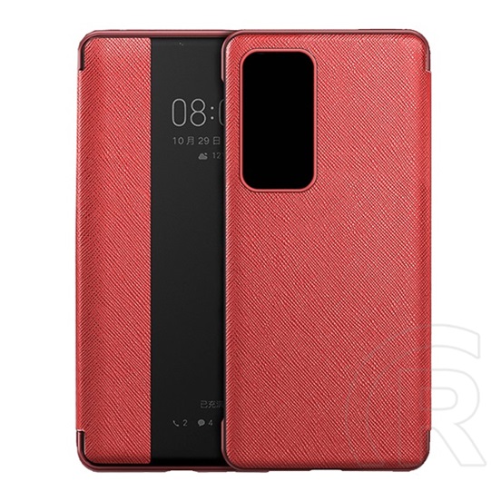Gigapack Huawei P40 tok álló (aktív Flip, oldalra nyíló, textil minta) piros