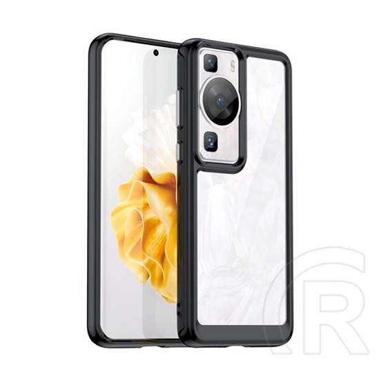 Gigapack Huawei P60 Pro műanyag telefonvédő (szilikon keret, közepesen ütésálló, átlátszó hátlap) fekete