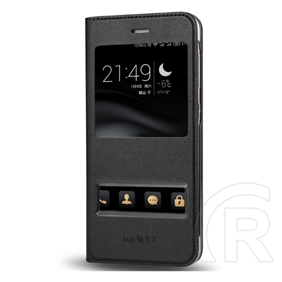 Gigapack Huawei P9 Lite Mini tok álló (Flip, oldalra nyíló, Dual View Window) fekete