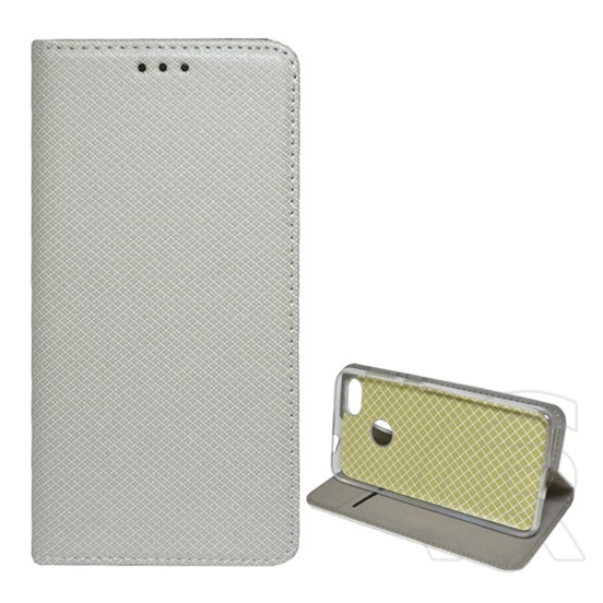 Gigapack Huawei P9 Lite Mini tok álló (Flip, oldalra nyíló, rombusz minta) világosszürke