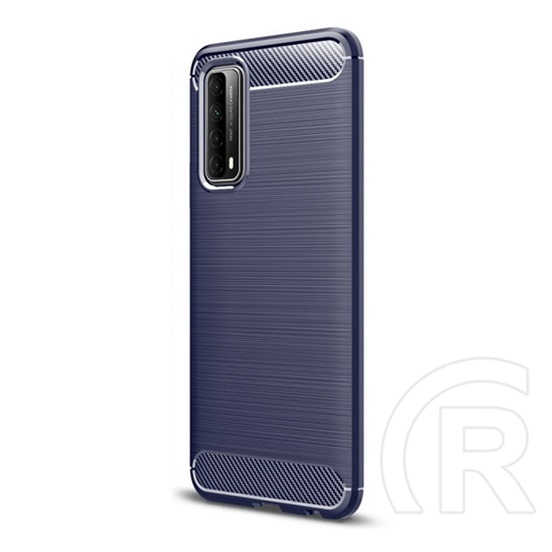 Gigapack Huawei P Smart (2021) szilikon telefonvédő (közepesen ütésálló, szálcsiszolt, karbon minta) sötétkék