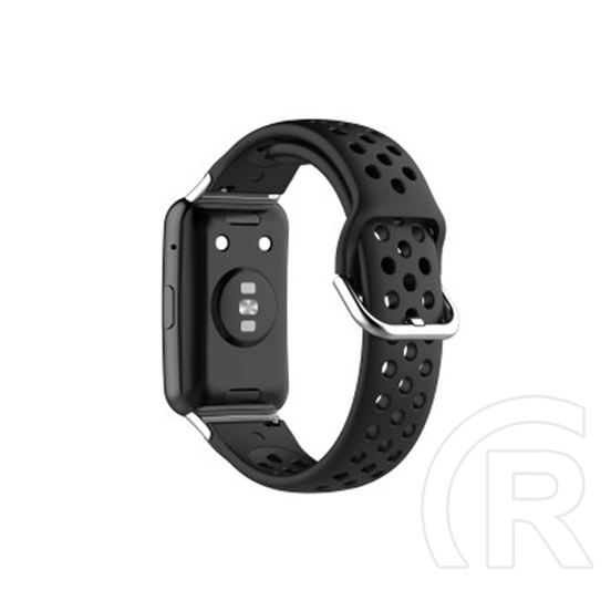 Gigapack Huawei Watch Fit pótszíj (egyedi méret, szilikon, lyukacsos, légáteresztő) fekete