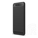 Gigapack Huawei Y6 (2018) Szilikon telefonvédő (légpárnás sarok, szálcsiszolt, karbon minta, fekete)