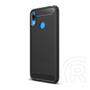 Gigapack Huawei Y7 (2019) Szilikon telefonvédő (légpárnás sarok, szálcsiszolt, karbon minta, fekete)