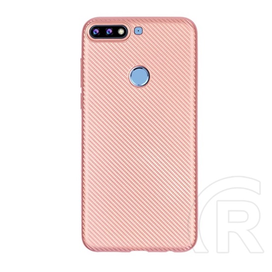 Gigapack Huawei Y7 Prime (2018) Szilikon telefonvédő (karbon minta, rozéarany)