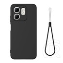 Gigapack Infinix Hot 50i 4G (X6531) szilikon telefonvédő (matt, plüss karcolásmentesítő belső, prémium + kézpánt) fekete