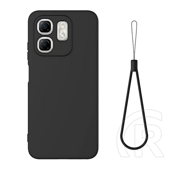 Gigapack Infinix Hot 50i 4G (X6531) szilikon telefonvédő (matt, plüss karcolásmentesítő belső, prémium + kézpánt) fekete